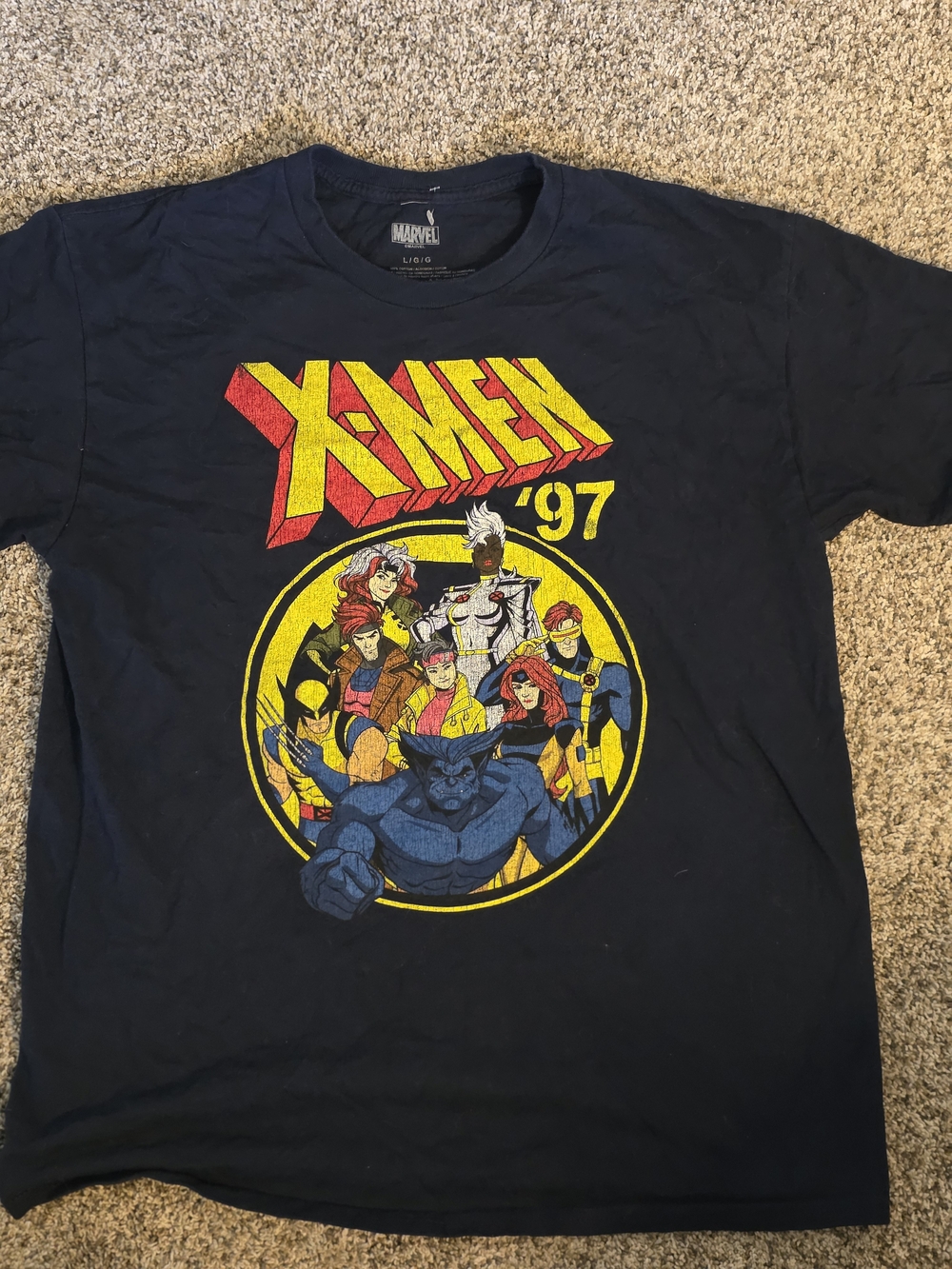 Marvel X-Men 97 Crew Graphic Tee - Black with Yellow & Red Logo